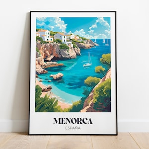 Póster de Menorca, España - Ilustración de Menorca, España - Póster de viaje de Menorca, España - Póster del mar Mediterráneo
