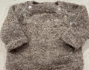 Hand-knitted Baby Sweater - 100% alpaca