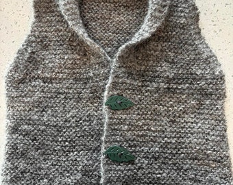 Hand Knitted Baby Vest - 100% Alpaca