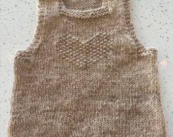 Hand-knitted Baby Vest with Heart Detail - Alpaca