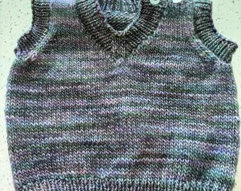 Hand-knitted Baby Vest- Malabrigo wool