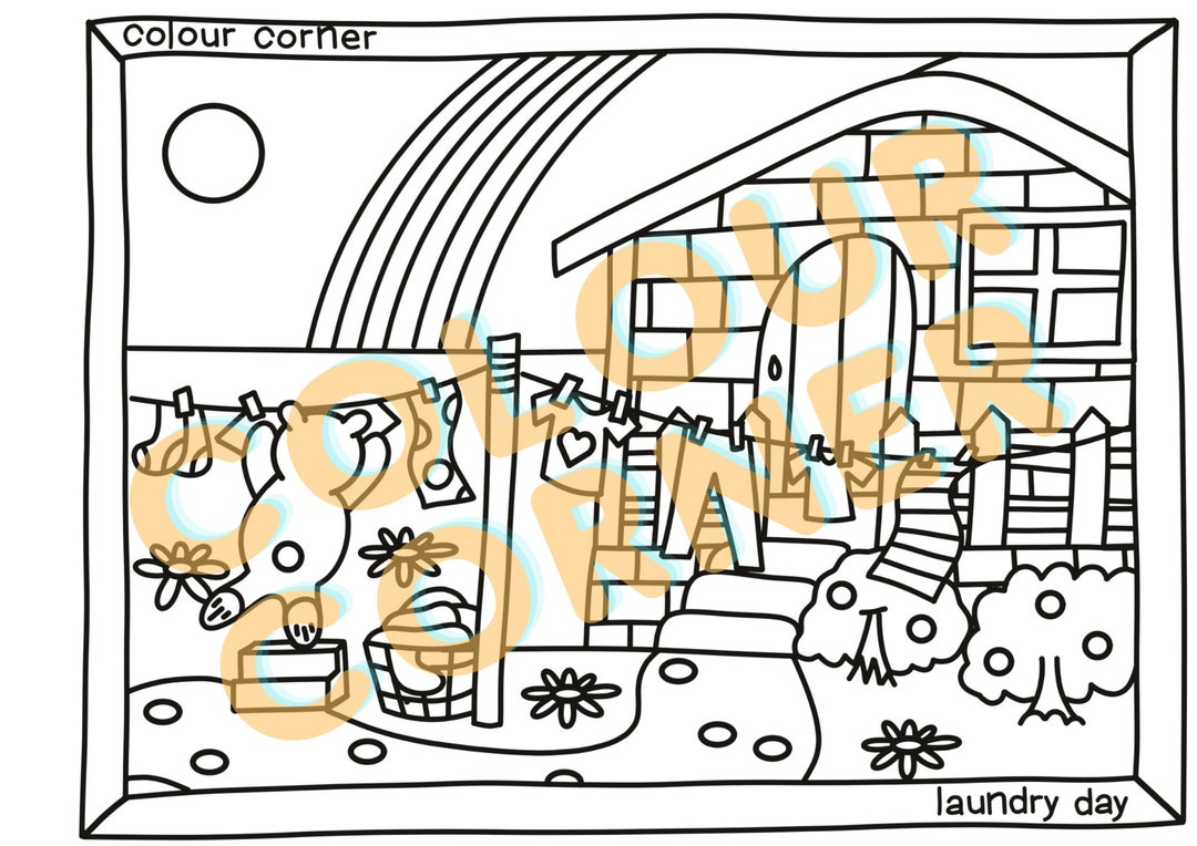 Laundry Day Digital Download Printable Colouring in Print - Etsy