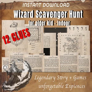Wizard Scavenger Hunt for Older Kids Witches Birthday Treasure Hunt Indoor Teens Magical Hunt Clues Escape Room Magic Hunt Puzzle PRINTABLE