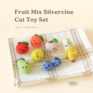 Fruit Mix Silvervine Cat Toy Set of 8 • handmade cotton crochet soft pet toy filled with matatabi stick
