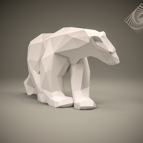 Polar bear. Digital templates in PDF for paper low-poly sculpture