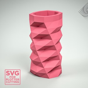 Escultura de jarrón DIY de baja poli: incluye plantillas PDF imprimibles y archivos SVG y DXF para Cricut
