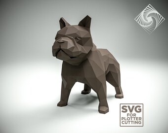 French Bulldog Papercraft DIY Kit: Low Poly Sculpture (PDF & SVG Files)