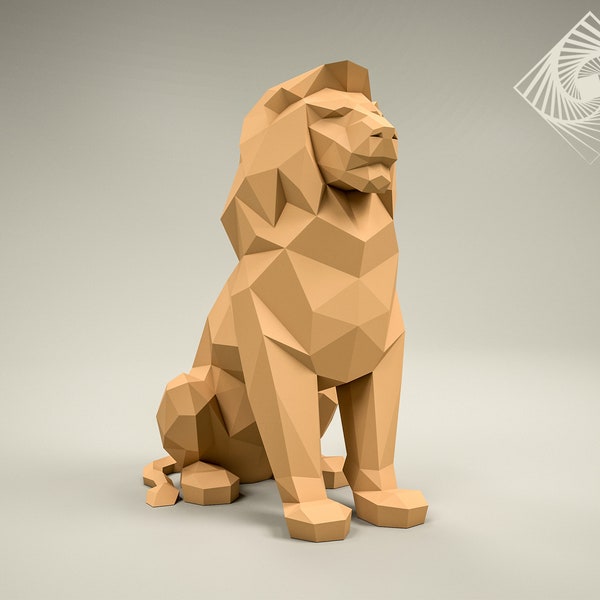 Lion. Digital templates in PDF for paper low-poly sculpture