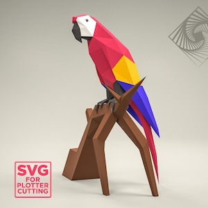 DIY Low-Poly Parrot Sculpture: PDF & SVG Templates (Digital Download)