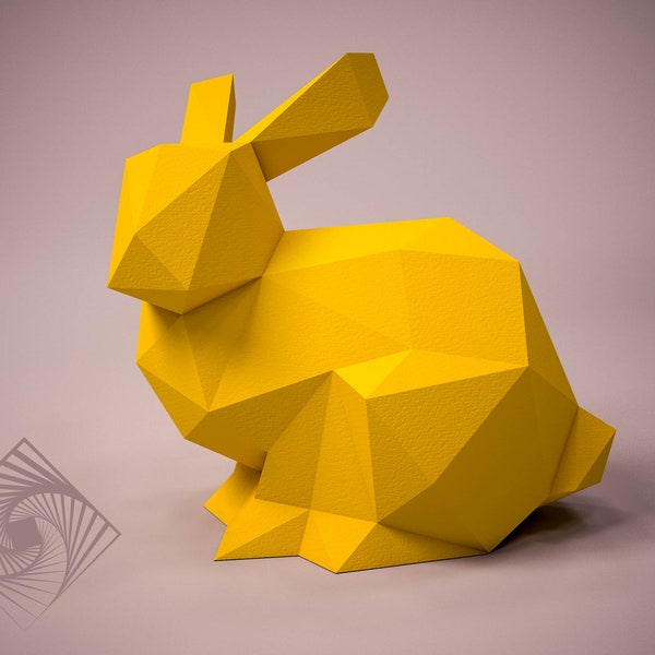 Digitale Vorlagen im PDF-Format für die Papier-Low-Poly-Skulptur Hase