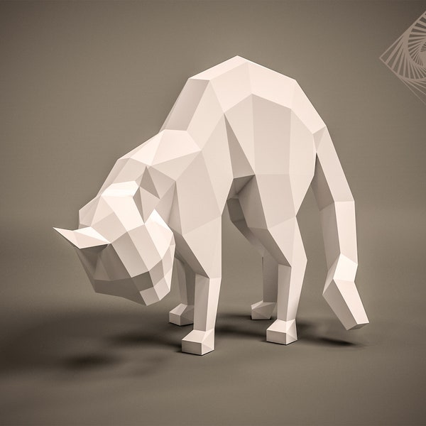 Cat. Digital templates in PDF for paper low-poly sculpture