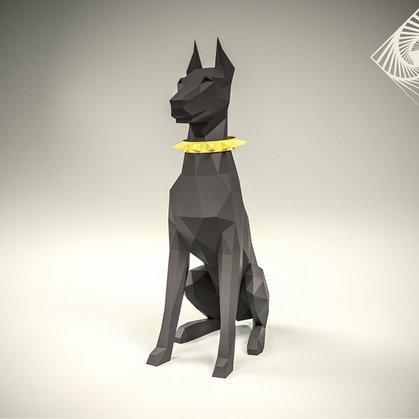 Doberman.Digital templates in PDF for paper low-poly sculpture