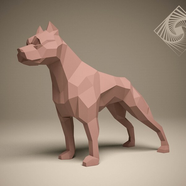 Pitbull. Digital templates in PDF for paper low-poly sculpture