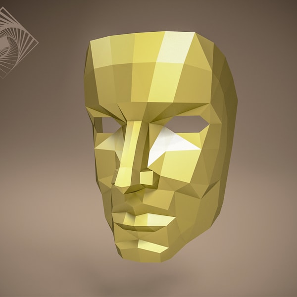 Men's mask.Digital templates in PDF for paper low-poly sculpture