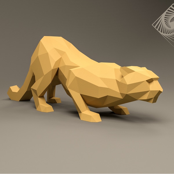 Leopard.Digital templates in PDF for paper low-poly sculpture