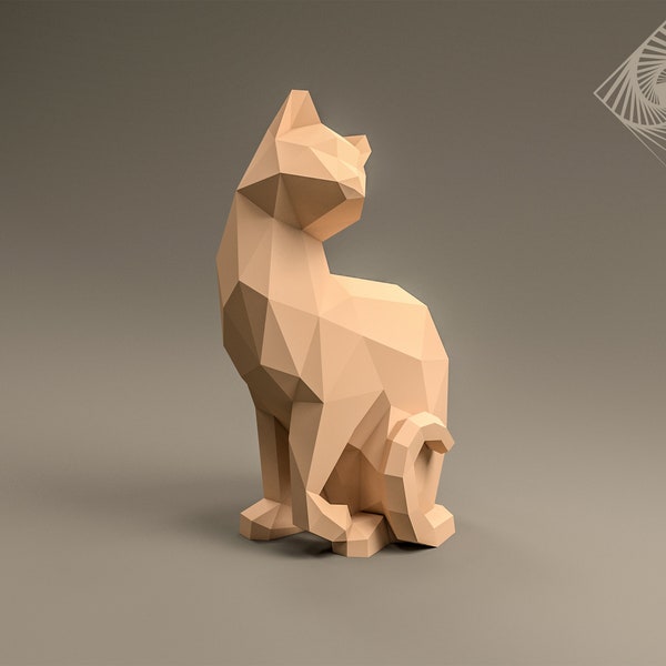 Cat. Digital templates in PDF for paper low-poly sculpture