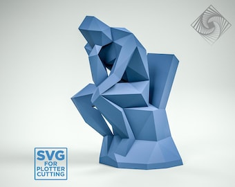 Thinker Sculpture: DIY Papperspysselkit - PDF- och SVG-mallar