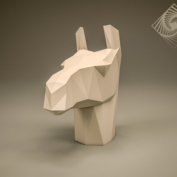 Head of Lama. Digital templates in PDF for paper low-poly sculpture