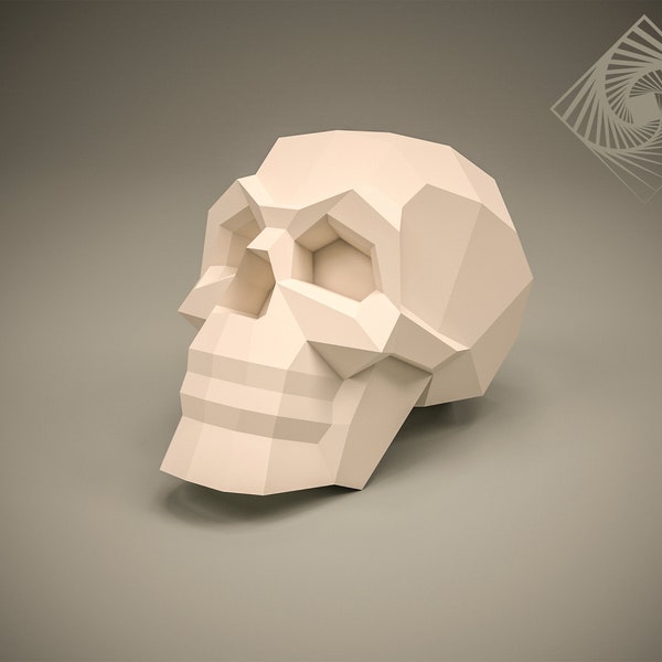 Scull. Digital templates in PDF for paper low-poly sculpture