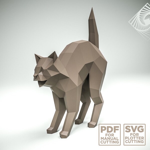 Cat. Digital templates in PDF for paper low-poly sculpture