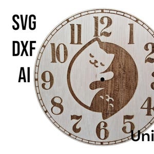 Yin-Yang Cats Wall Clock SVG – Laser Cut Digital File | Cat Clock DXF AI | Modern Minimalist Clock Design for Cricut & Glowforge