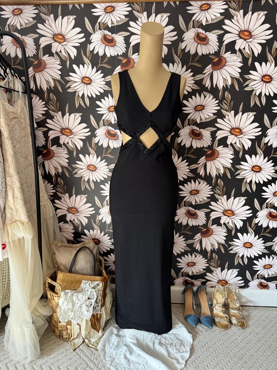 fitted lace wedding dress Diamond Dusk Black Rhinestone Maxi Dress for Evenings