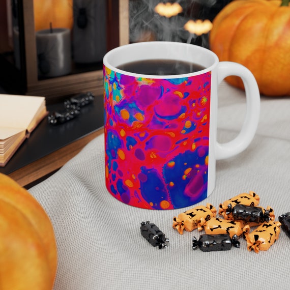 Abstract Marbling  Mug, Abstract Artwork Cup, Drinkware, Artist Gift, Coffee Mug, Home and Kitchenware, Artistic Mug, Vibrant Colored Mug,
