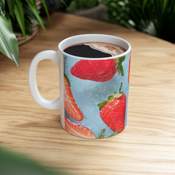 Strawberries Design Mug, Fruit Mug, Juicy Fruit Mug, Drinkware, Home and Kitchenware, Coffee Mug, Drink Mug, Mug, Coffee Cup, Strawberry Mug