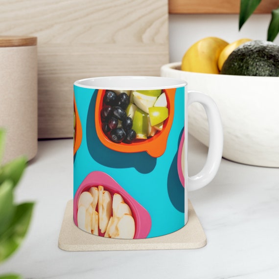 Fruit Bowl  Pop  Art  Mug, Artwork Mug, Fruit themed Mug, Juicy Fruits Mug, Coffee Mugs, Retro Fruit Mug, Unique Fruit Mug, Fruit Mug, Fruit