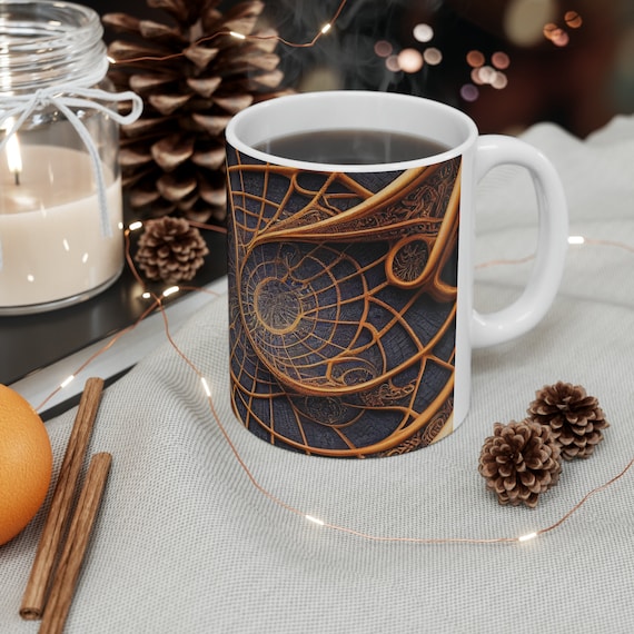 Copper and Gold Webbing Mug, Digital Artwork, Unique design Mug, Coffee Mug, Gift Mug, Office Present, Fancy Mug, Fashionable Mug, Mug, Gift