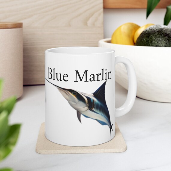 Blue Marlin Mug, Sport Fishing Mug, Fishing Mug, Coffee Mug, Gift Mug, Coffee Cup, Drinkware,Home and Kitchenware Mug, Sportsman Mug,Fishing