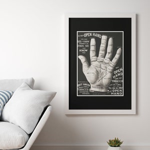 Open Hand Palm Reading Poster: Mystieke Kunst, Waarzeggerij Wall Art Decor, Cadeau voor kunstliefhebbers, Canvas Art Gift