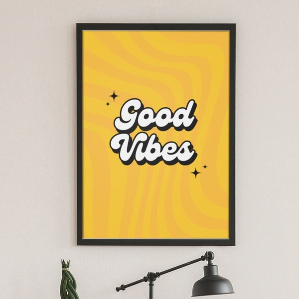 Positive Energy Wall Art: Inspiring Good Vibes Quote | Motivational Decor for Home or Office | Affirmation Typography Print | Canvas Art