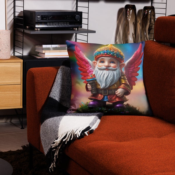 Rainbow Gnome Angel Premium Pillow Throw Cushion Double Sided Print