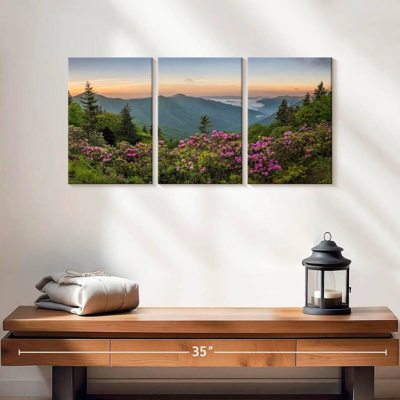 Blue Ridge Canvas Blue Ridge Mountains View Wall Art - Horizontal 3 Piece Canvas - Living ...