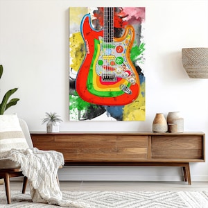 George Harrison's Rocky Guitar Wall Art - Vertical Framed Canvas - Living Room Wall Decor - Music Art image 1
