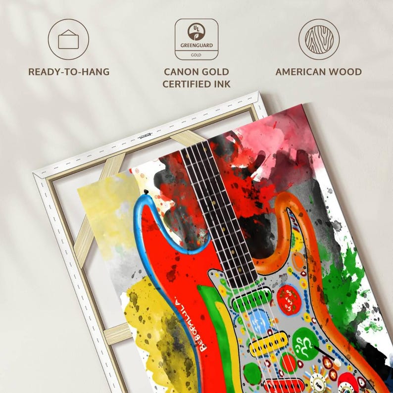 George Harrison's Rocky Guitar Wall Art - Vertical Framed Canvas - Living Room Wall Decor - Music Art image 5