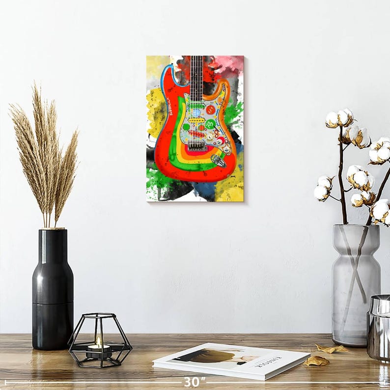 George Harrison's Rocky Guitar Wall Art - Vertical Framed Canvas - Living Room Wall Decor - Music Art image 2