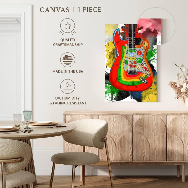 George Harrison's Rocky Guitar Wall Art - Vertical Framed Canvas - Living Room Wall Decor - Music Art image 4