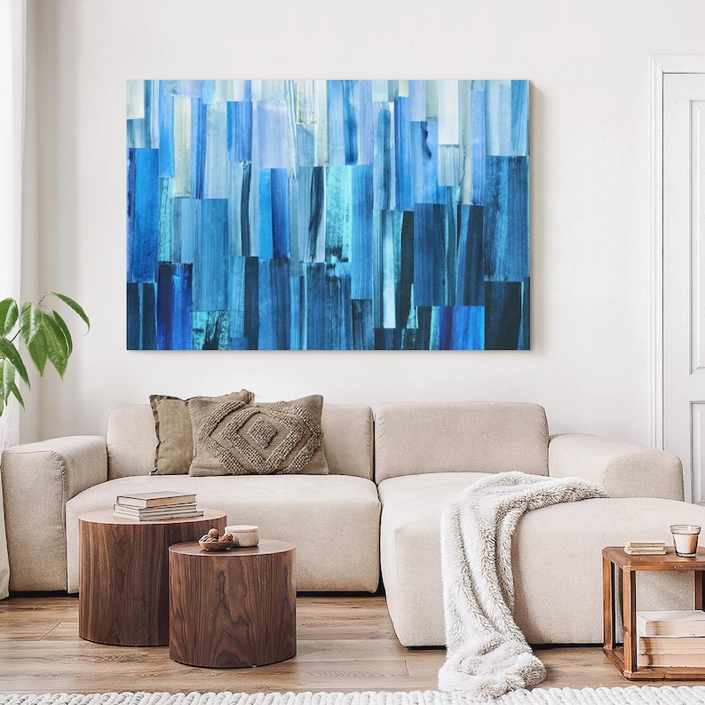 Elephant Stock Icy Blue Layers Wall Art - Horizontal Canvas - Bedroom ...