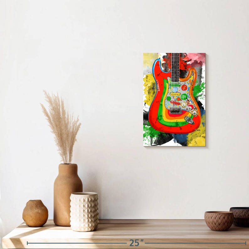 George Harrison's Rocky Guitar Wall Art - Vertical Framed Canvas - Living Room Wall Decor - Music Art image 9