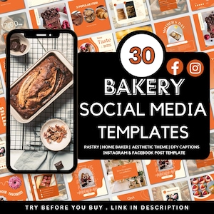 Bakery Instagram Template for Home Bakers and Bakery Shop Owners | Canva Editable Templates for Baking Business Instagram Posts