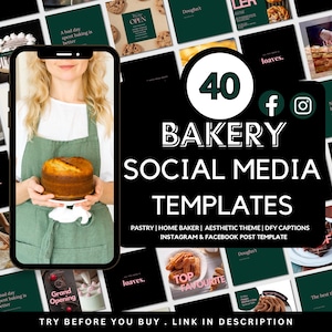 Bäckerei Instagram Vorlagen, Cafe Instagram Vorlage, Cake Shop, Gebäck Branding Kit, Cafe Posts, IG Vorlagen, Canva Vorlagen