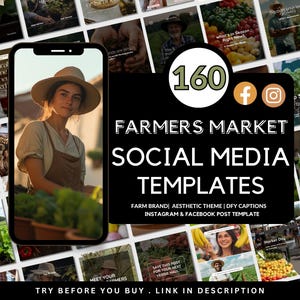 Modello Instagram per il mercato agricolo: volantino Canva per bancarella di fattoria rustica (download digitale)