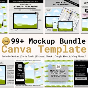 100 Etsy Listing Mockup Canva Editable Templates Bundle | Etsy Listing Mockups | Etsy Mockup Planners | Etsy Shop Template | Done For You