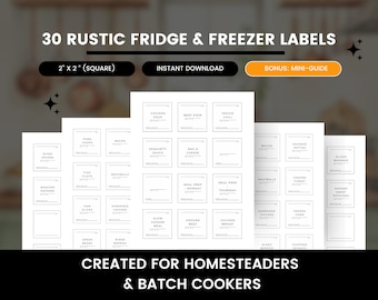 Rustic Kitchen Labels: Editable Freezer & Fridge Food Storage (PDF Printable Set)