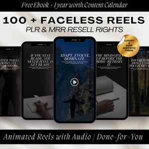 100 Men Faceless Reels Dark | Motivational Men Reels Social Media Quotes Pack| Instagram Affirmation Reels | MRR PLR Canva Templates