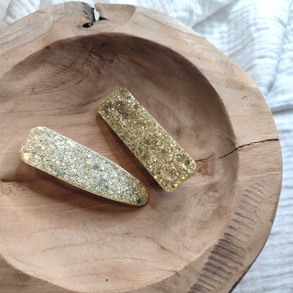 Barrette à paillettes Beige doré