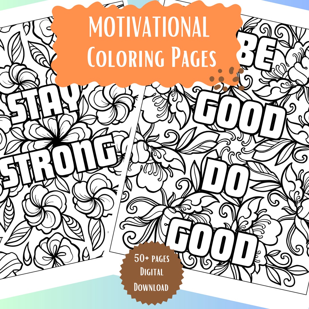 Motivational Quotes Coloring Pages Floral Inspirational Quotes Adult ...