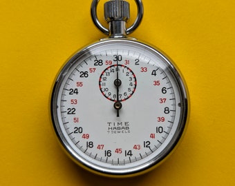 Time Hasab Stoppuhr - 1960er Jahre - 7 Jewels Mechanische Uhr Handaufzug Uhrwerk - Swiss Made - Sport - 30 Sekunden
